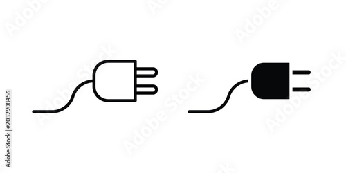 Фотография Electrical plug icon symbol set in black and white. EPS10