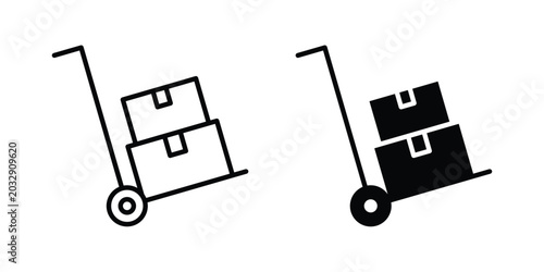 Fotografie Hand truck icon symbol set in black and white. EPS10