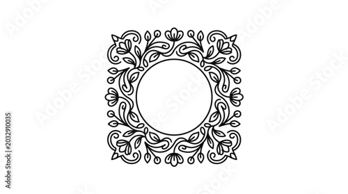 Foto Elegant Floral Circle Frame Design Element.
