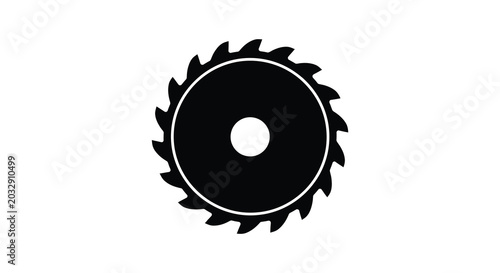 Fotografia Circular saw blade black silhouette against a white background