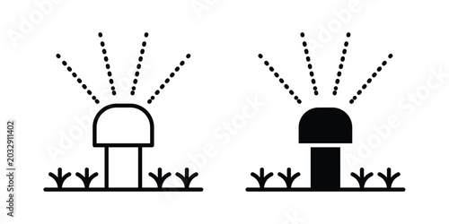 Foto Lawn sprinkler icon symbol set in black and white. EPS10