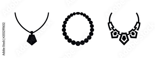 Billede på lærred Necklace Icons: Pendant, Beaded Strand, and Statement Necklace