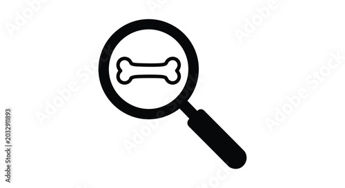 Tableau sur toile Magnifying Glass Over Bone Silhouette skeletal anatomy