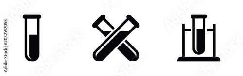 Photos Science Laboratory Test Tubes Icons: Single, Crossed, and in Stand