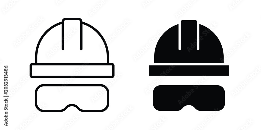 Fototapeta premium Safety helmet icon symbol set in black and white. EPS10
