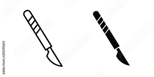 Fotografie Scalpel icon symbol set in black and white. EPS10