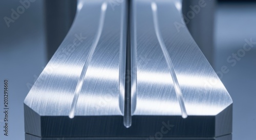 Closeup of precision machined metal component with brushed finish