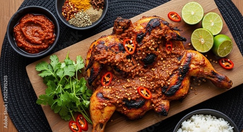 Grilled chicken dish culinary presentation
