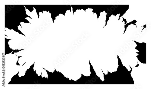 Cuadro en lienzo Jagged splash or torn paper frame enclosing copy space in black and white grunge