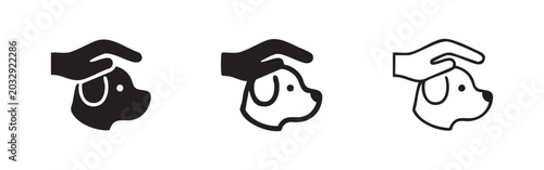 Obraz na plátne Hand petting dog icon set
