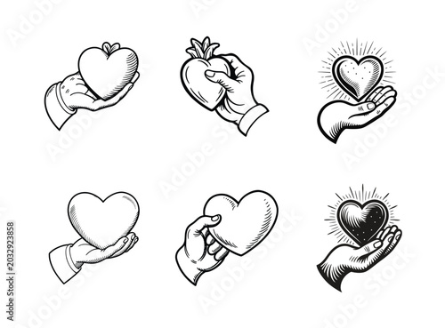 Hand Holding Heart Elements Collection