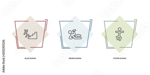 Foto feeling and reaction icon set with blah human, drunk human, stupid human signs i