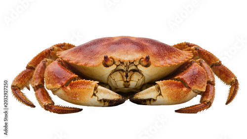 Fotografija Whole cooked crab with orange shell and claws