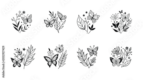 Butterfly and Botanical Elements Collection