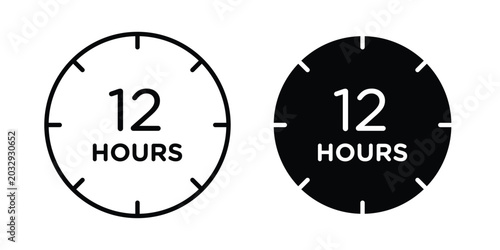 Foto 12 hours icon symbol. Editable stroke. vector icons