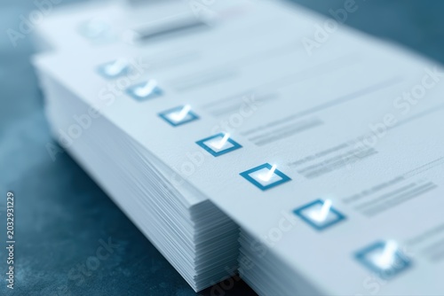 Audit checklist approval document with digital verification marks, representing compliance, inspection and quality control