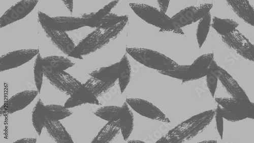 Bild auf Leinwand 葉柄の壁紙、背景イラスト（白黒、グレー、モノクロ）