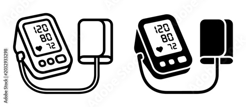 Bild auf Leinwand Digital Blood Pressure Monitor Icons, Medical Device Vector Graphics, Healthcare
