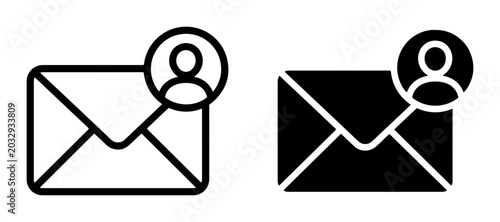 Canvastavla Email Notification Icons, Envelope with User Symbol, Communication Alerts, Digit