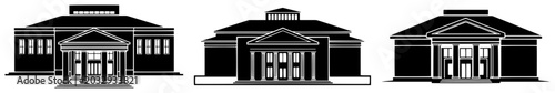 Konstfotografi Classical building silhouettes with columns and triangular pediments in flat sty