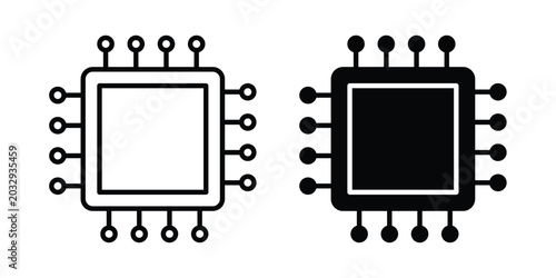 Bild auf Leinwand Computer microchip icon symbol. Editable stroke. vector icons