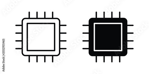 Photos Computer microchip icon symbol. Editable stroke. vector icons