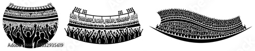 Fotografie Stadium stands filled with cheering fans and crowds in minimalist graphic style