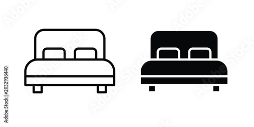 Fotografía Double bed icon symbol. Editable stroke. vector icons