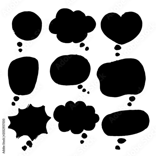 Hand painted speech bubble set, comic dialogue and thought bubbles