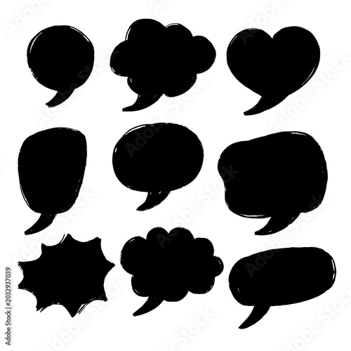 Messy hand drawn chat bubble shapes bundle
