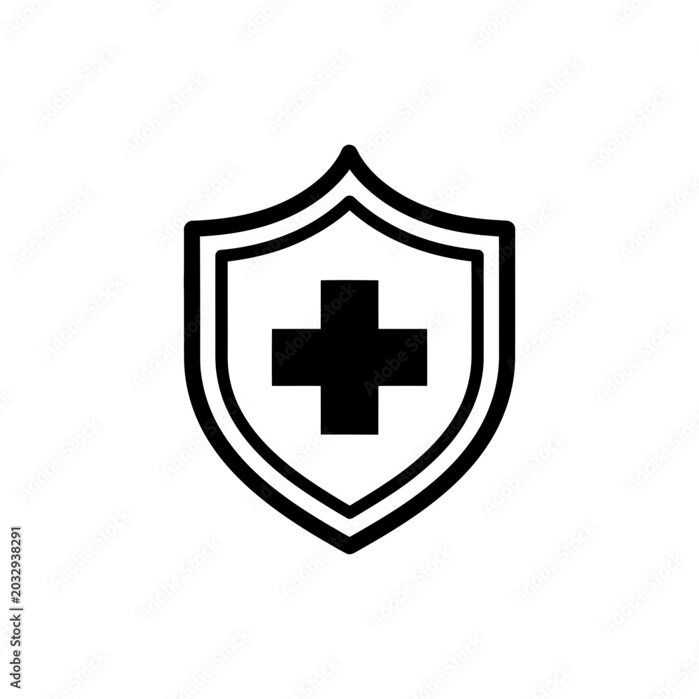 Fototapeta premium Medical insurance icon black outline vector illustration design