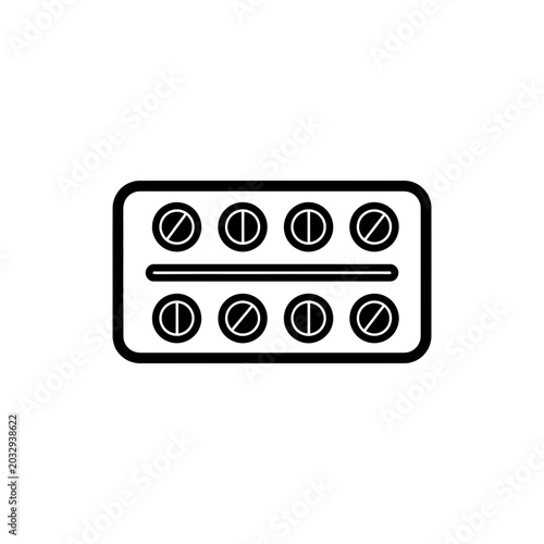 Pill Blister Icon Vector Illustration Medication Tablet Pack Symbol