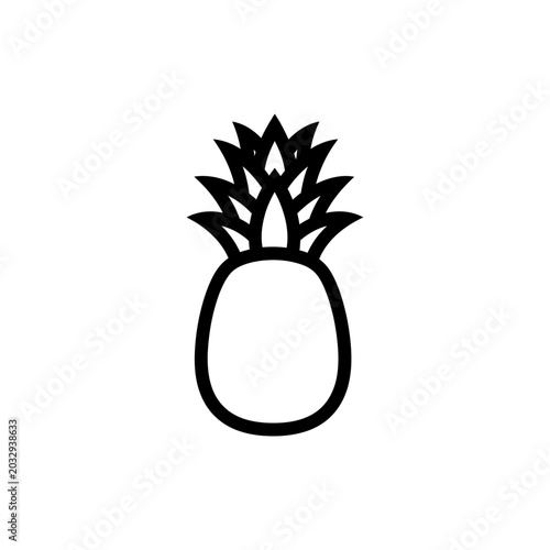 Pineapple Fruit Icon Vector Illustration Tropical Food Symbol Outline
