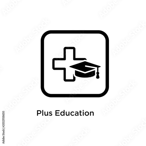 Education Plus Icon Learning Academic Symbol Outline Illustration