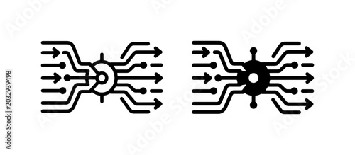 Foto Data Flow Icons, Information Processing Symbols, Network Connection Graphics, Te