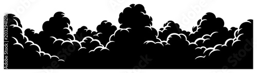Tableau sur toile Fluffy cumulus cloud border and sky horizon in anime comic style