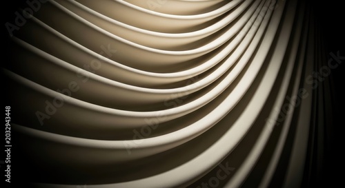 Abstract Architectural Design with Curved Lines and Shadows.