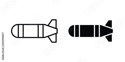 Bild auf Leinwand Torpedo icon symbol. Editable stroke. vector icons