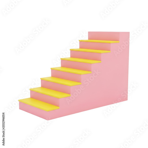 A set of pink stairs ascending in a modern architectural style