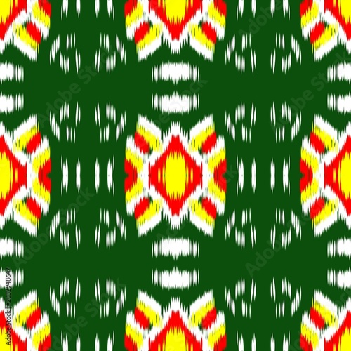 Ethnic Folk Abstract Seamless Textile Background with Tribal Ikat Style