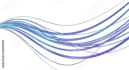 Abstract Blue and Purple Flowing Wavy Lines on White Background