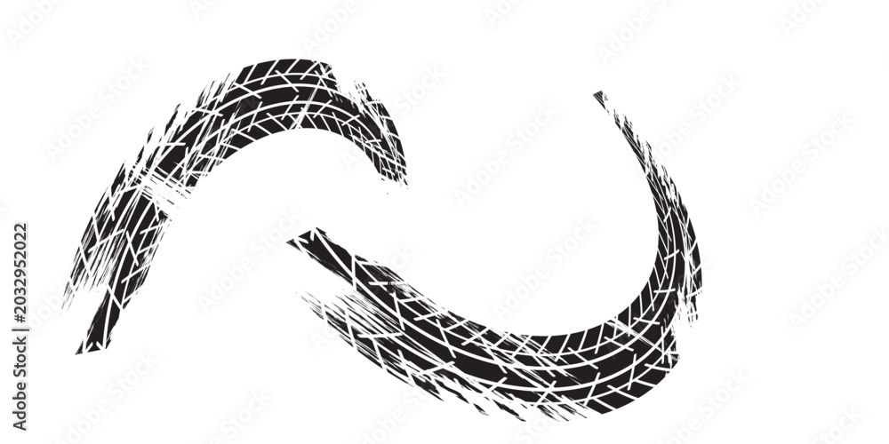 Φωτογραφία Black tire marks on road, Black rubber tire marks and tread marks, Tire trace track wheels texture and background, Auto tire tread grunge, Car wheel tyre tread track black tyre print, Top view