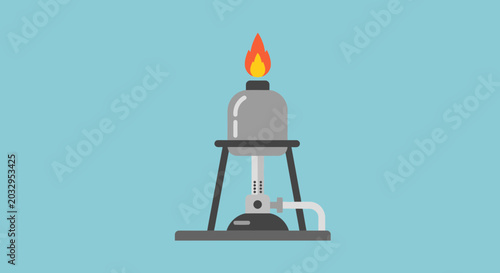 Tableau sur toile Bunsen Burner Flame Illustration - Scientific Equipment for Labs and Education