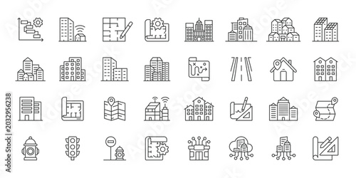 Foto Urban Planning icons in line design