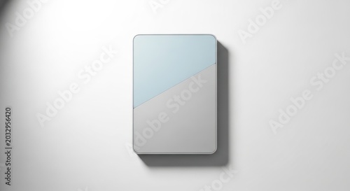 Modern abstract smartphone design with light blue and grey tones on white background