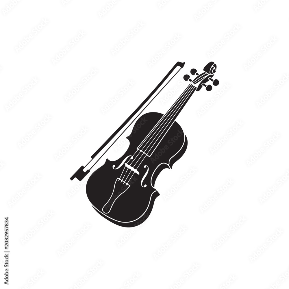 Fototapeta premium Violin silhouette vector illustration on white background