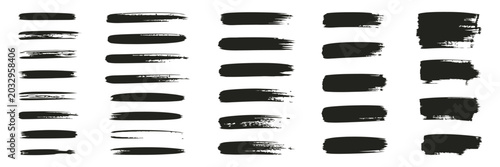 Foto Black highlight marker lines isolated on transparent background