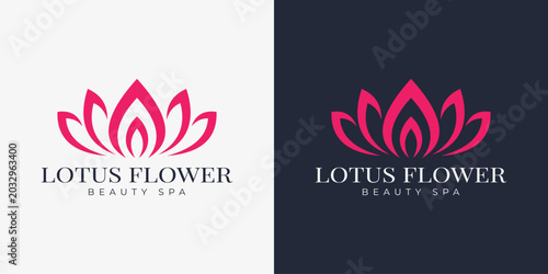 Abstract Line Art Pink Lotus Flower Beauty Spa Salon Logo Template