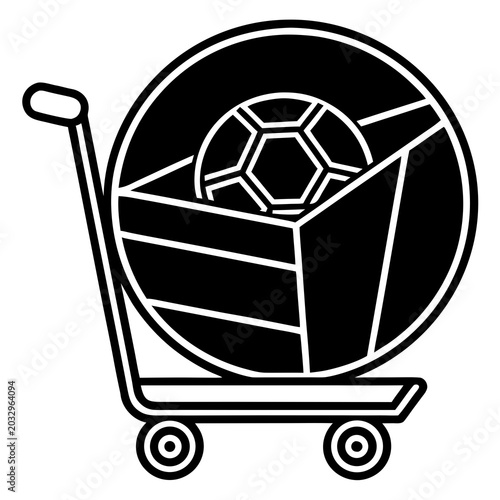E-commerce shopping cart icon with soccer ball