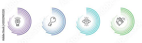 Foto startup and strategy icon set with entrepreneur, key, attractive, clap signs in